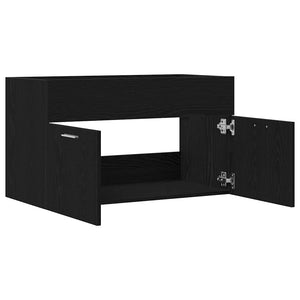 Waschbeckenunterschrank Schwarz Eichenoptik 100cm