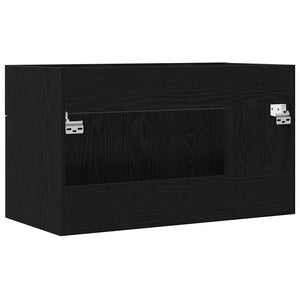 Waschbeckenunterschrank Schwarz Eichenoptik 100cm