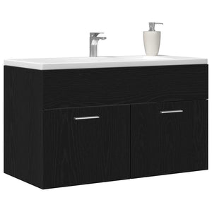 Waschbeckenunterschrank Schwarz Eichenoptik 100cm