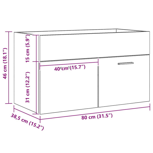 Waschbeckenunterschrank Schwarz Eichenoptik 100cm