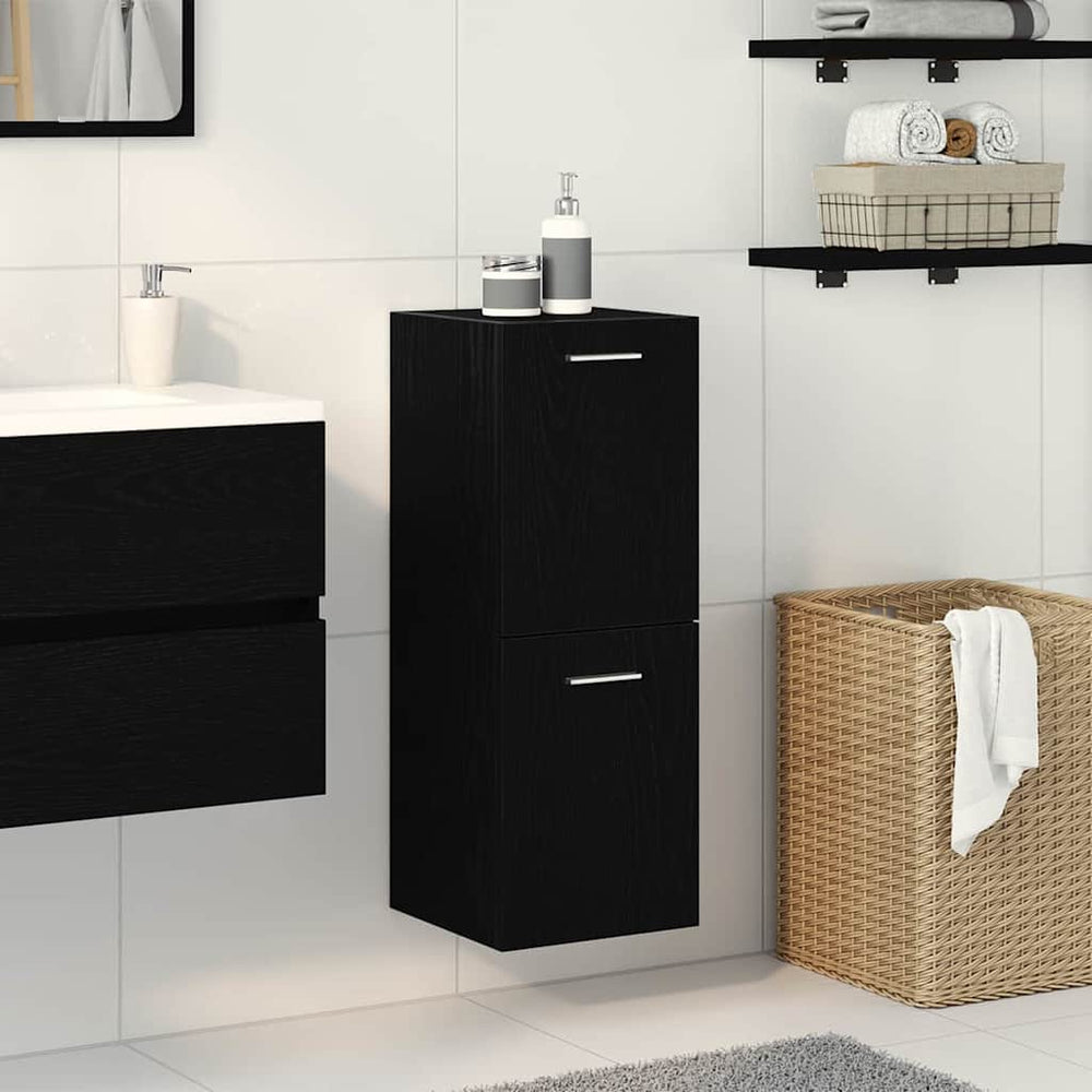 Badezimmerschrank Schwarz Eichen-Optik 30x30x80 cm