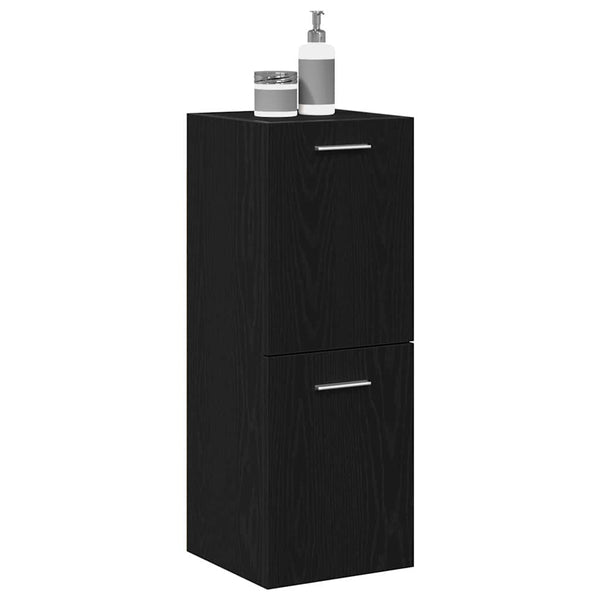 Badezimmerschrank Schwarz Eichen-Optik 30x30x80 cm