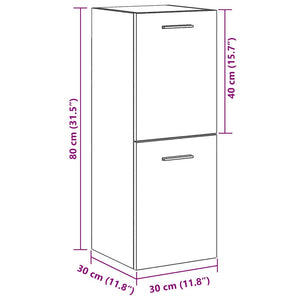 Badezimmerschrank Schwarz Eichen-Optik 30x30x80 cm