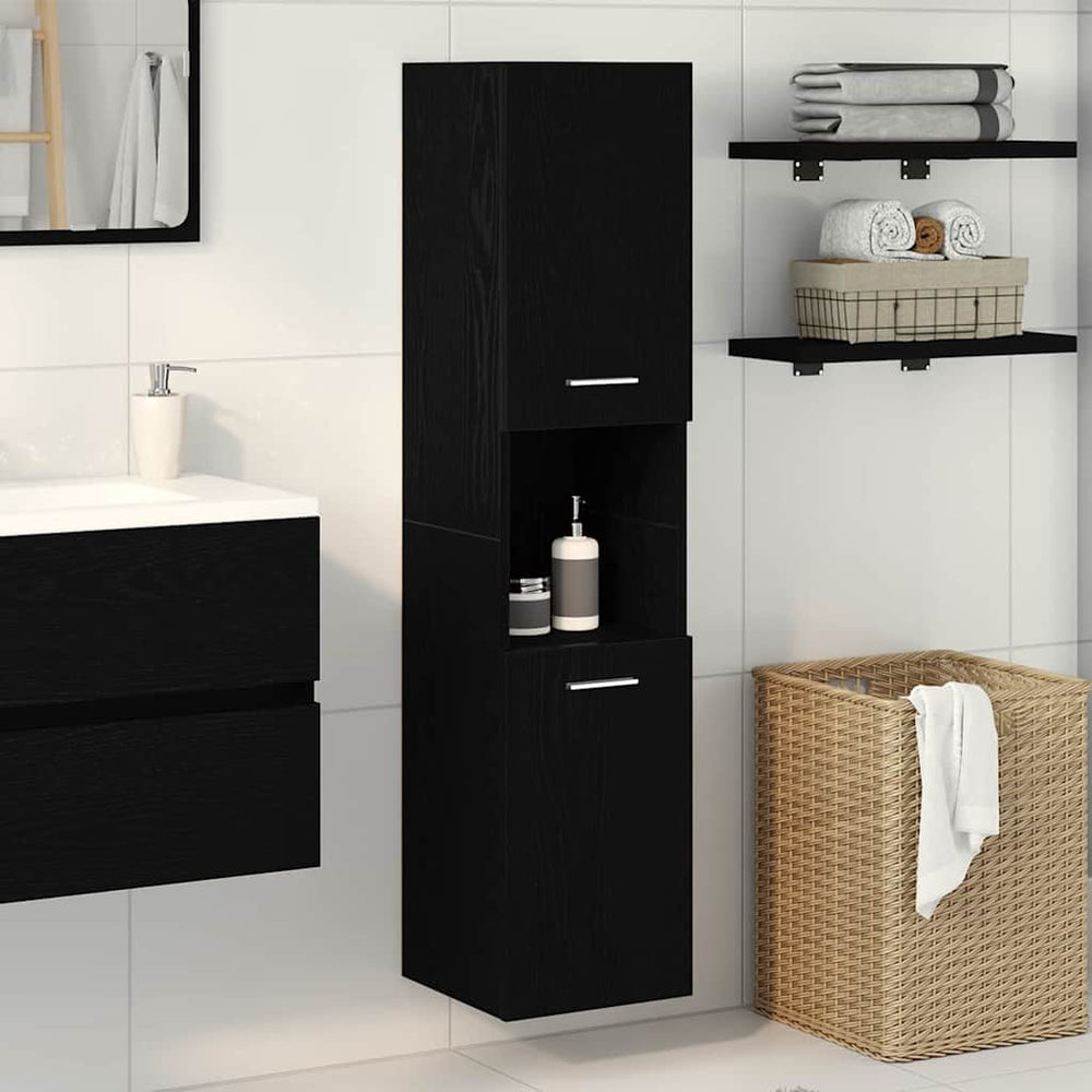 Badezimmerschrank Schwarz Eichen-Optik 30x30x130cm