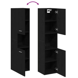 Badezimmerschrank Schwarz Eichen-Optik 30x30x130cm