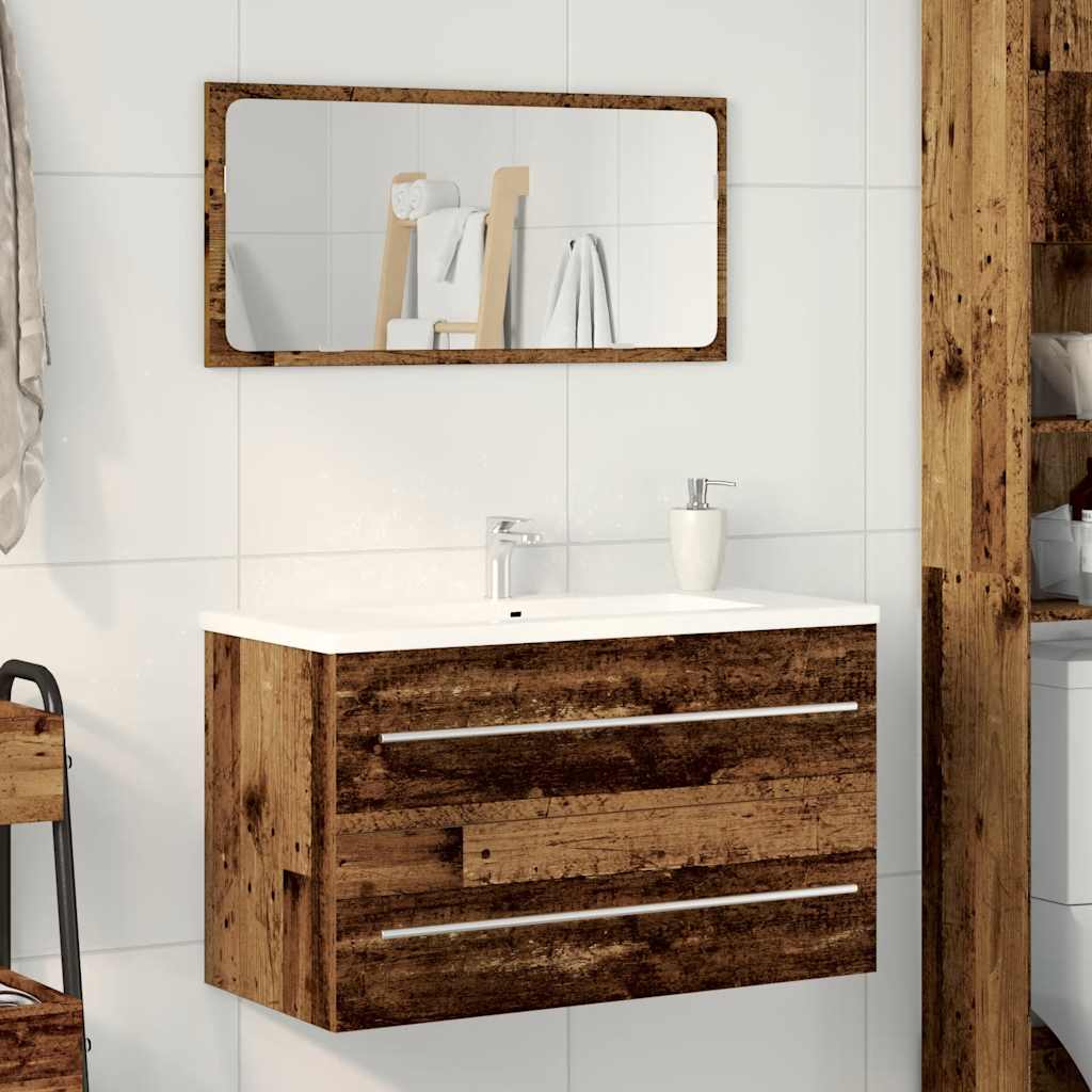 Waschbeckenunterschrank Altholz-Optik 80 cm