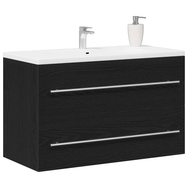 Waschbeckenunterschrank Eiche Schwarz 80 cm