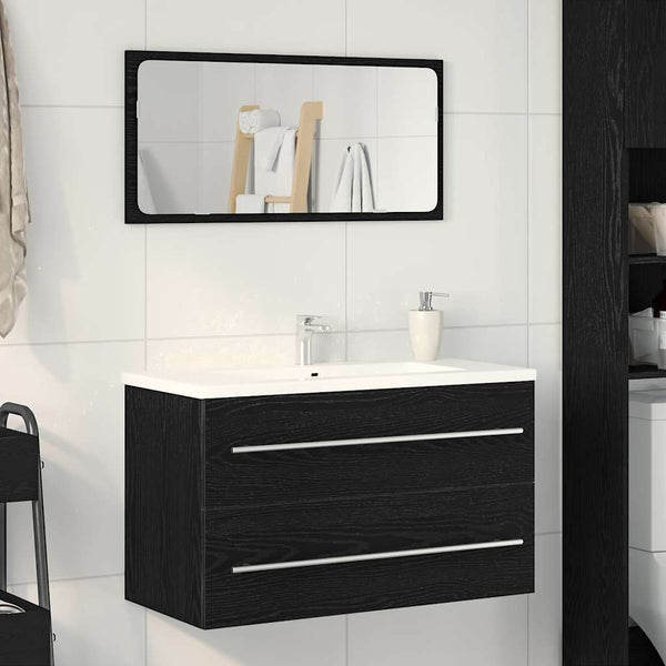 Waschbeckenunterschrank Eiche Schwarz 80 cm