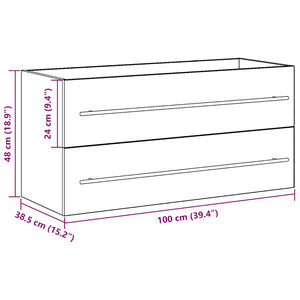 Waschbeckenunterschrank Schwarz Eiche 100 cm