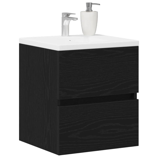 Waschbeckenunterschrank Eiche Schwarz 41 cm