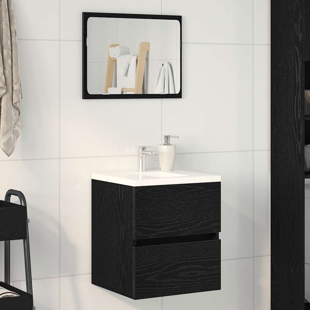 Waschbeckenunterschrank Eiche Schwarz 41 cm
