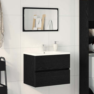 Waschbeckenschrank Schwarz Eiche 60 cm