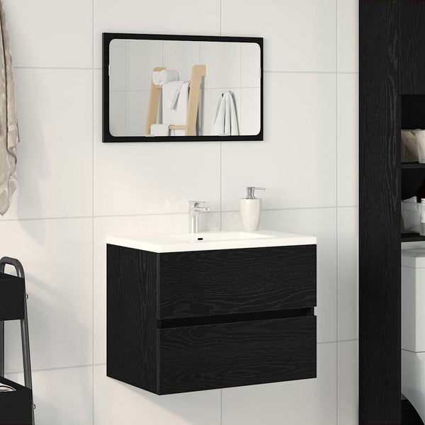 Waschbeckenschrank Schwarz Eiche 60 cm