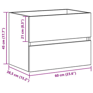 Waschbeckenschrank Schwarz Eiche 60 cm