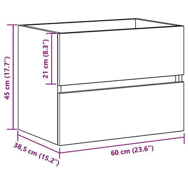 Waschbeckenschrank Schwarz Eiche 60 cm