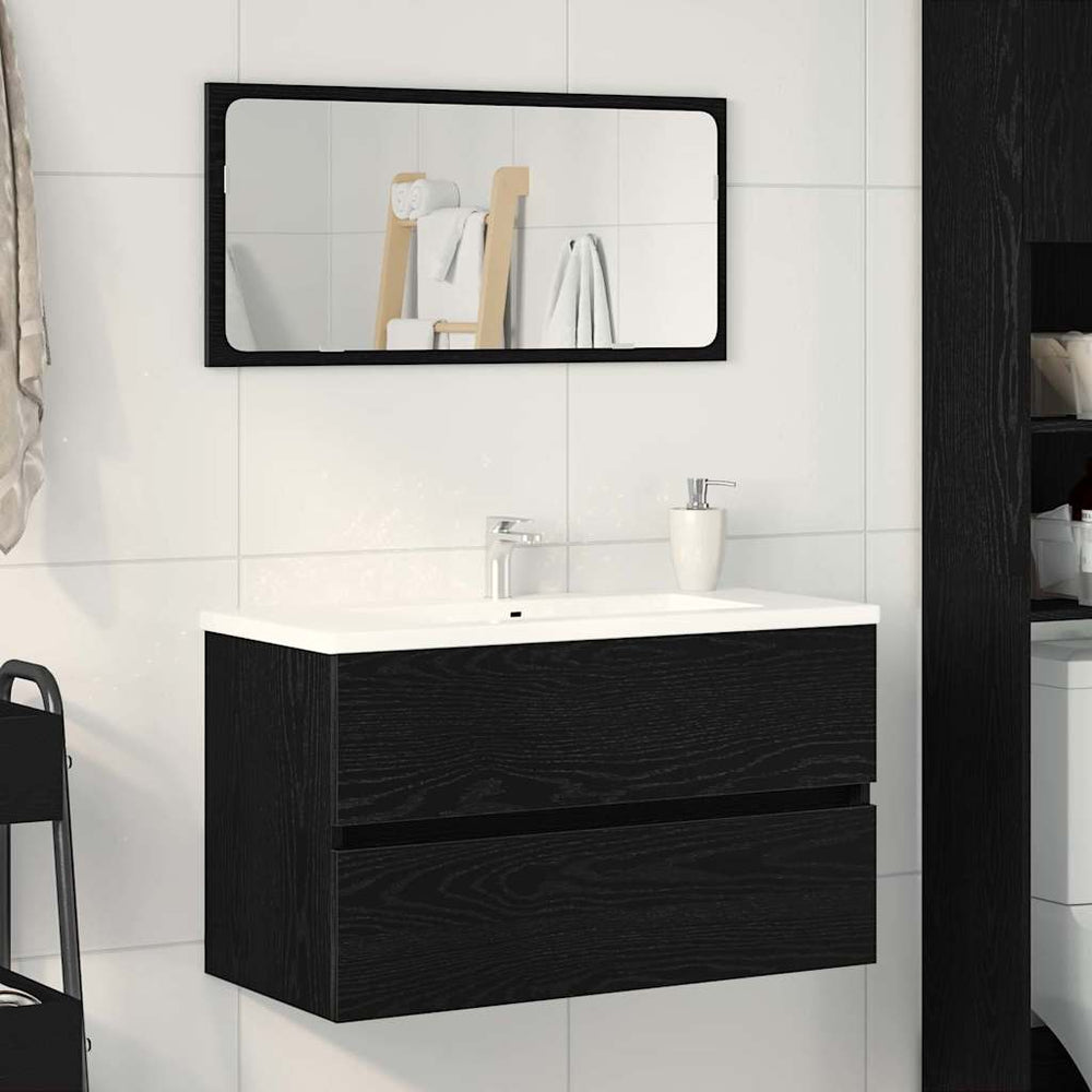 Spülbeckenschrank Schwarz Eiche 80cm