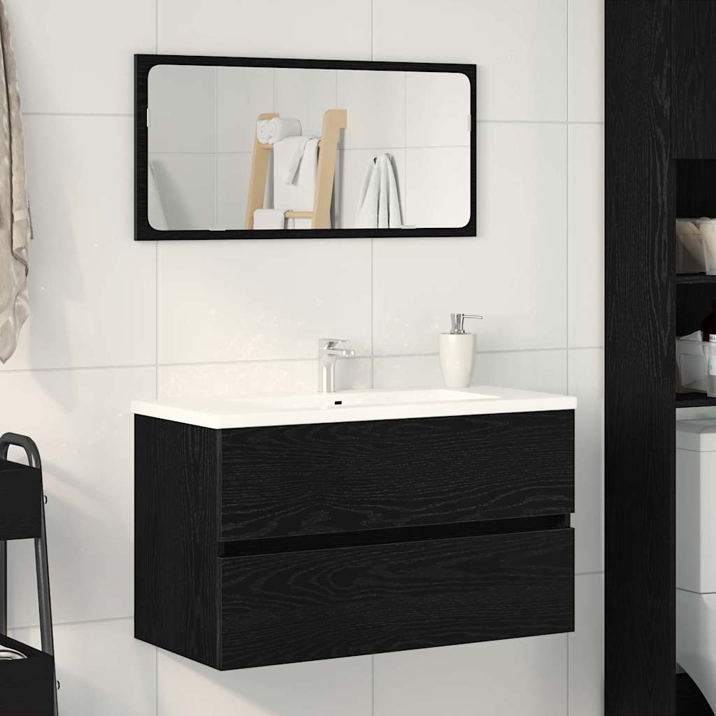 Spülbeckenschrank Schwarz Eiche 80cm
