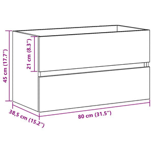 Spülbeckenschrank Schwarz Eiche 80cm