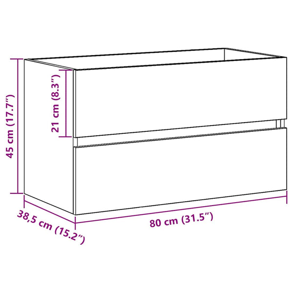 Spülbeckenschrank Schwarz Eiche 80cm