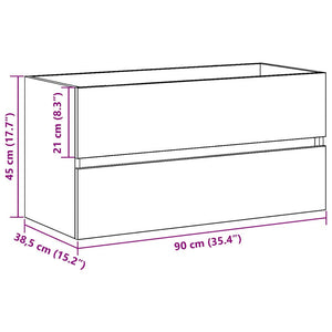 Waschbeckenunterschrank Schwarz Eiche 90cm