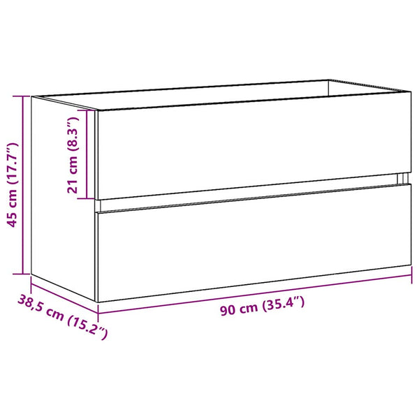 Waschbeckenunterschrank Schwarz Eiche 90cm