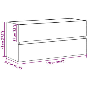 Waschbeckenunterschrank Schwarz Eiche 100 cm