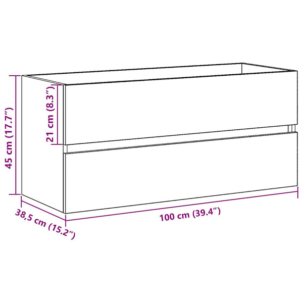 Waschbeckenunterschrank Schwarz Eiche 100 cm
