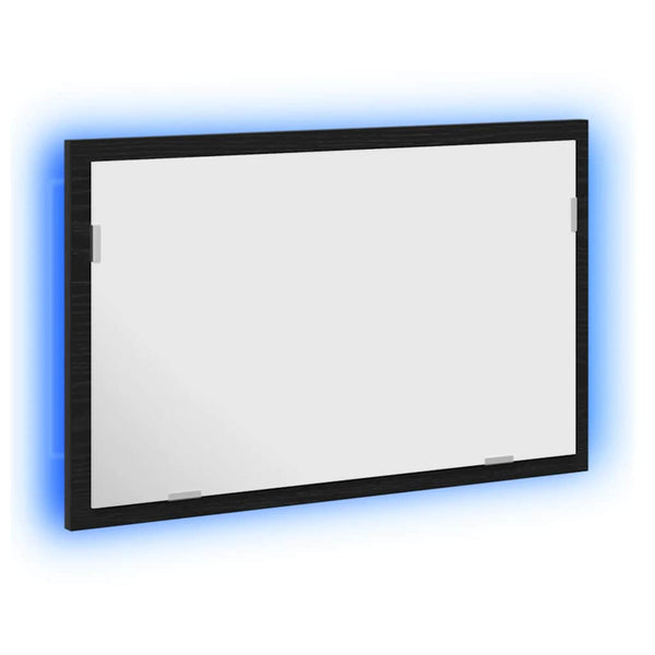 LED Badspiegel Schwarz Eichen-Optik 60cm