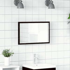 LED Badspiegel Schwarz Eichen-Optik 60cm