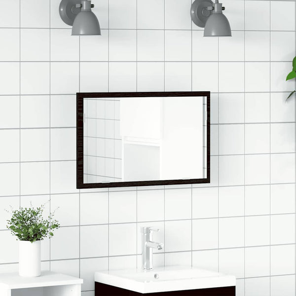 LED Badspiegel Schwarz Eichen-Optik 60cm