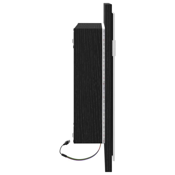 LED Badspiegel Schwarz Eichen-Optik 60cm