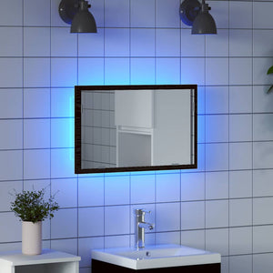 LED Badspiegel Schwarz Eichen-Optik 60cm
