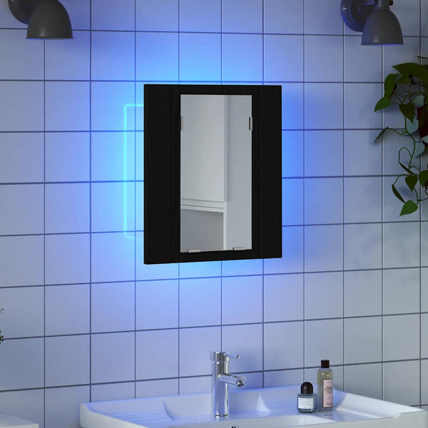 LED Badezimmerspiegelschrank Eiche Schwarz 40cm