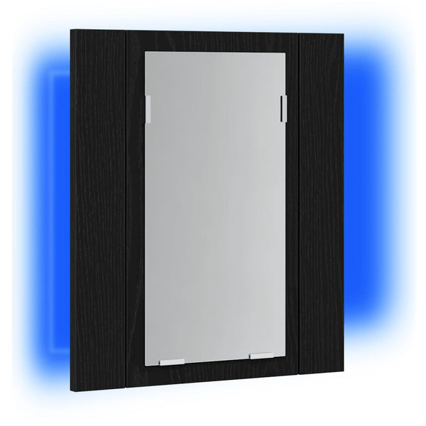 LED Badezimmerspiegelschrank Eiche Schwarz 40cm