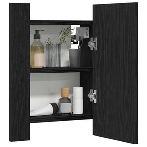 LED Badezimmerspiegelschrank Eiche Schwarz 40cm