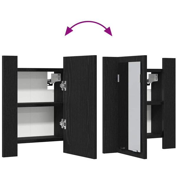LED Badezimmerspiegelschrank Eiche Schwarz 40cm