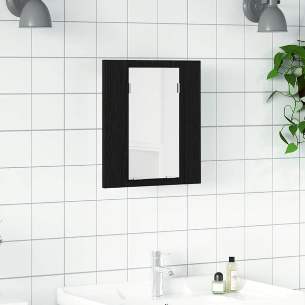 LED Badezimmerspiegelschrank Eiche Schwarz 40cm