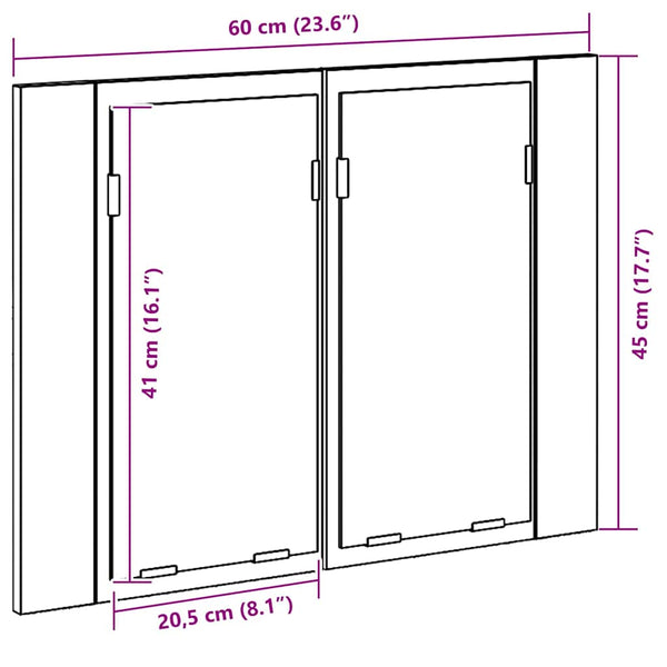 Badezimmerspiegelschrank Schwarz Eiche 60cm