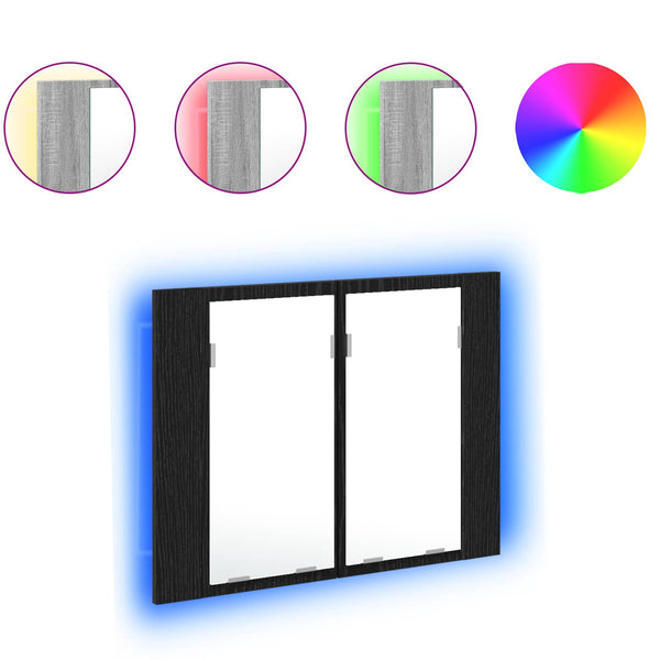 Badezimmerspiegelschrank Schwarz Eiche 60cm