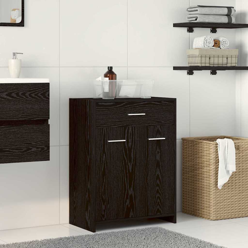 Badezimmerschrank Schwarz Eichen-Optik 60x33x80 cm
