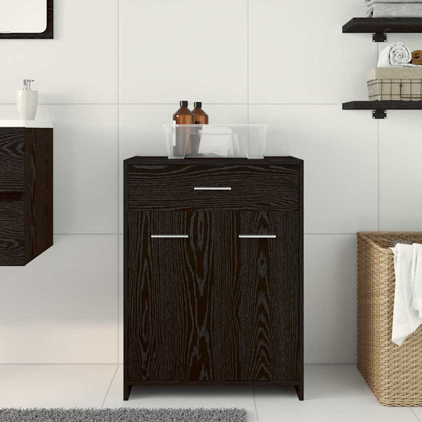 Badezimmerschrank Schwarz Eichen-Optik 60x33x80 cm
