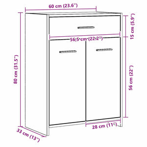 Badezimmerschrank Schwarz Eichen-Optik 60x33x80 cm
