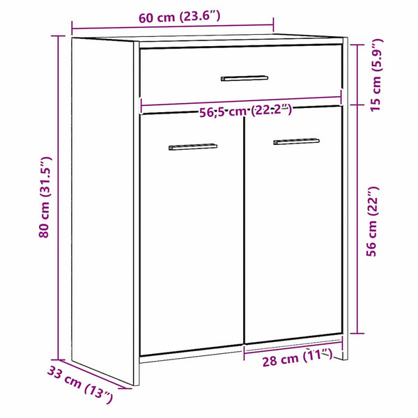 Badezimmerschrank Schwarz Eichen-Optik 60x33x80 cm