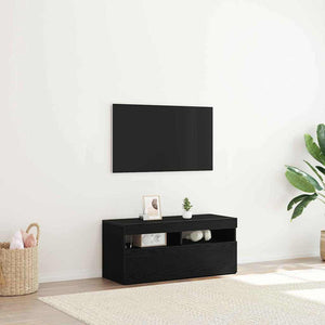 Schwarzer TV-Schrank Eichen-Optik, 90cm