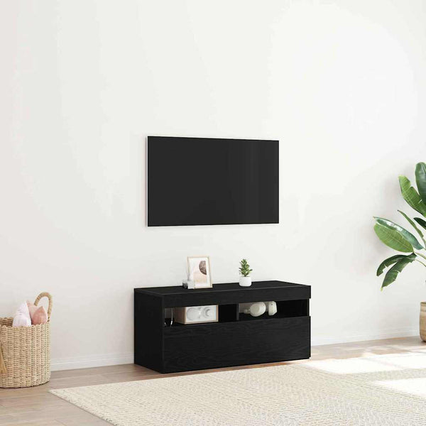 Schwarzer TV-Schrank Eichen-Optik, 90cm