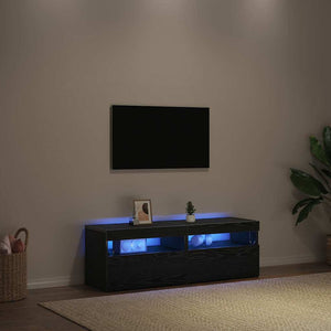 TV-Schrank mit LED Schwarz Eichen-Optik
