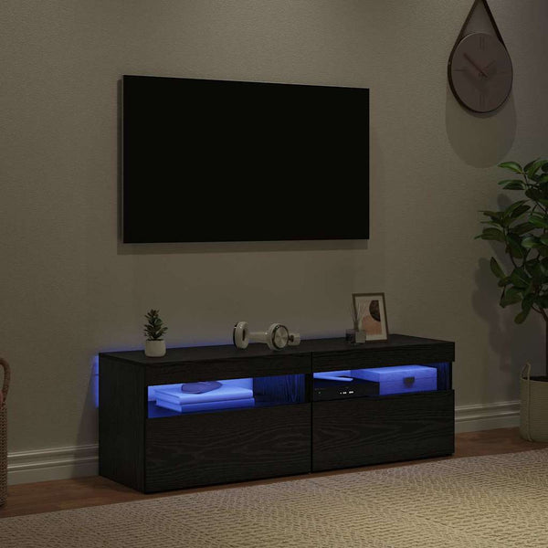 TV-Schrank mit LED Schwarz Eichen-Optik