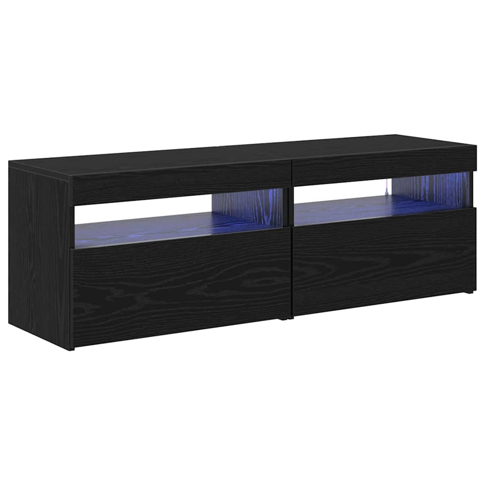 TV-Schrank mit LED Schwarz Eichen-Optik