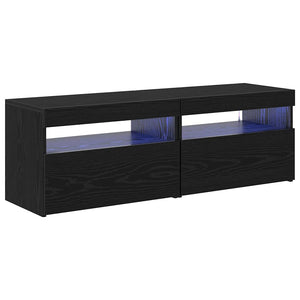 TV-Schrank mit LED Schwarz Eichen-Optik