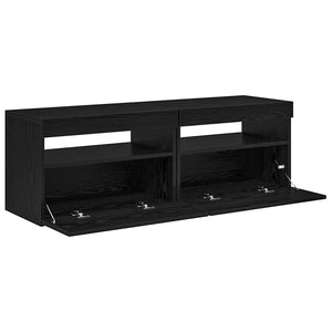 TV-Schrank mit LED Schwarz Eichen-Optik
